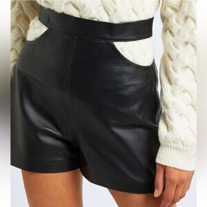8 by YOOX Leather Cut-Out Shorts Size 8